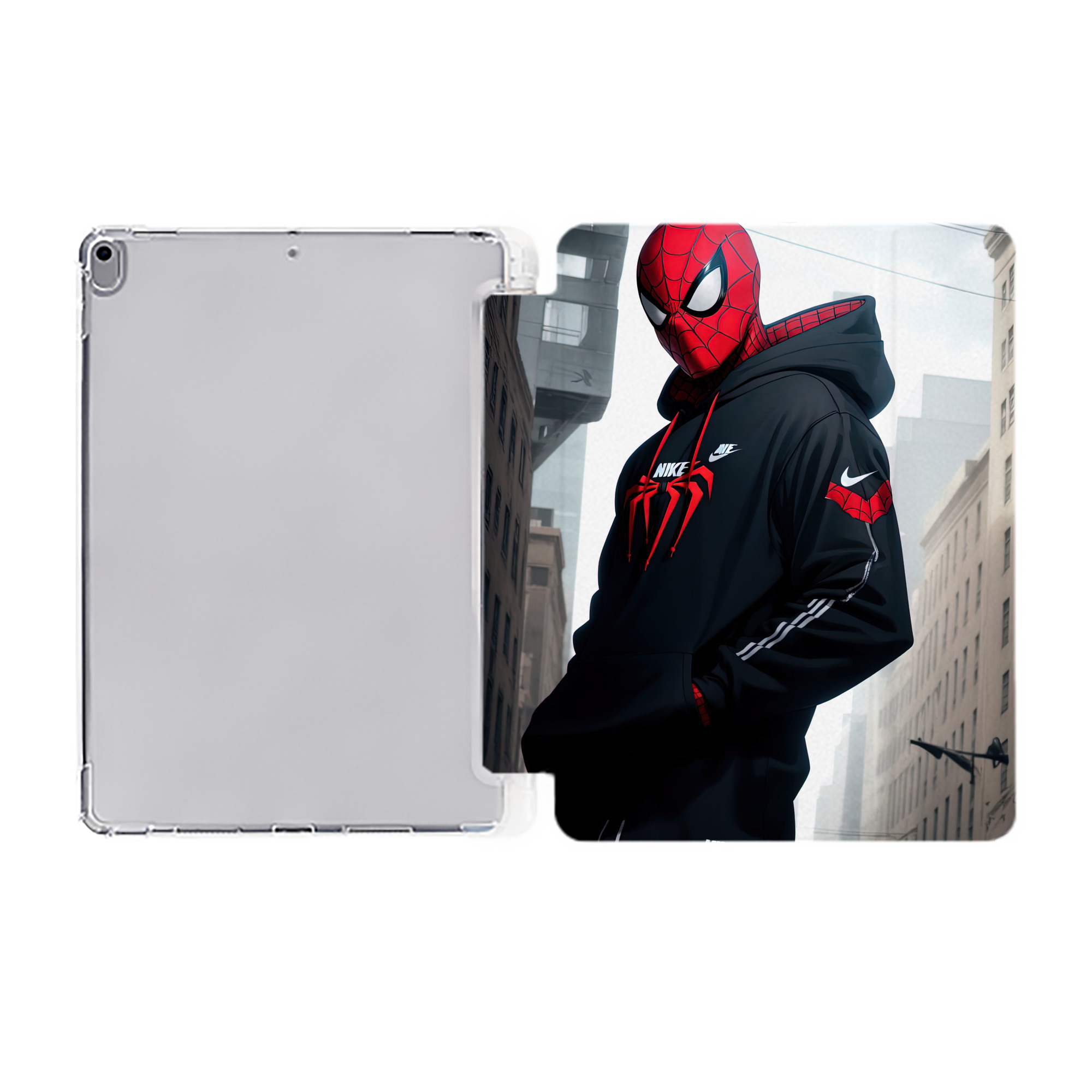 （画像用） Spider Man スパイダーマン IPad ケース ペン収納付き 三つ折りスタンド PUレザー×シリコン 対応機種9.5/10.5/10.9インチ
